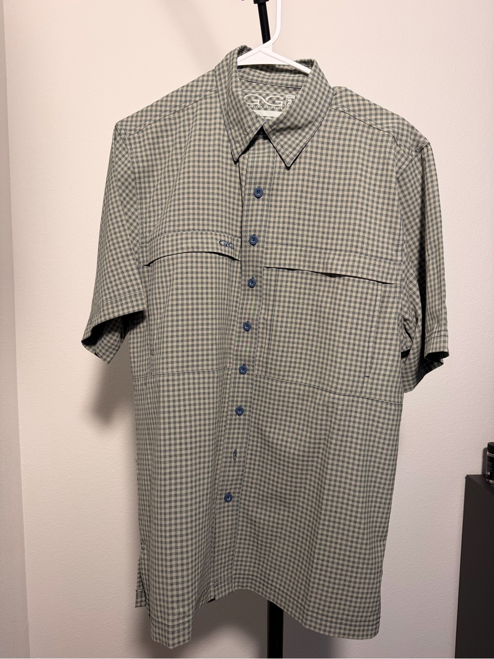 Game Guard Men's Short-Sleeve Button-Up Shirt in Olive Check